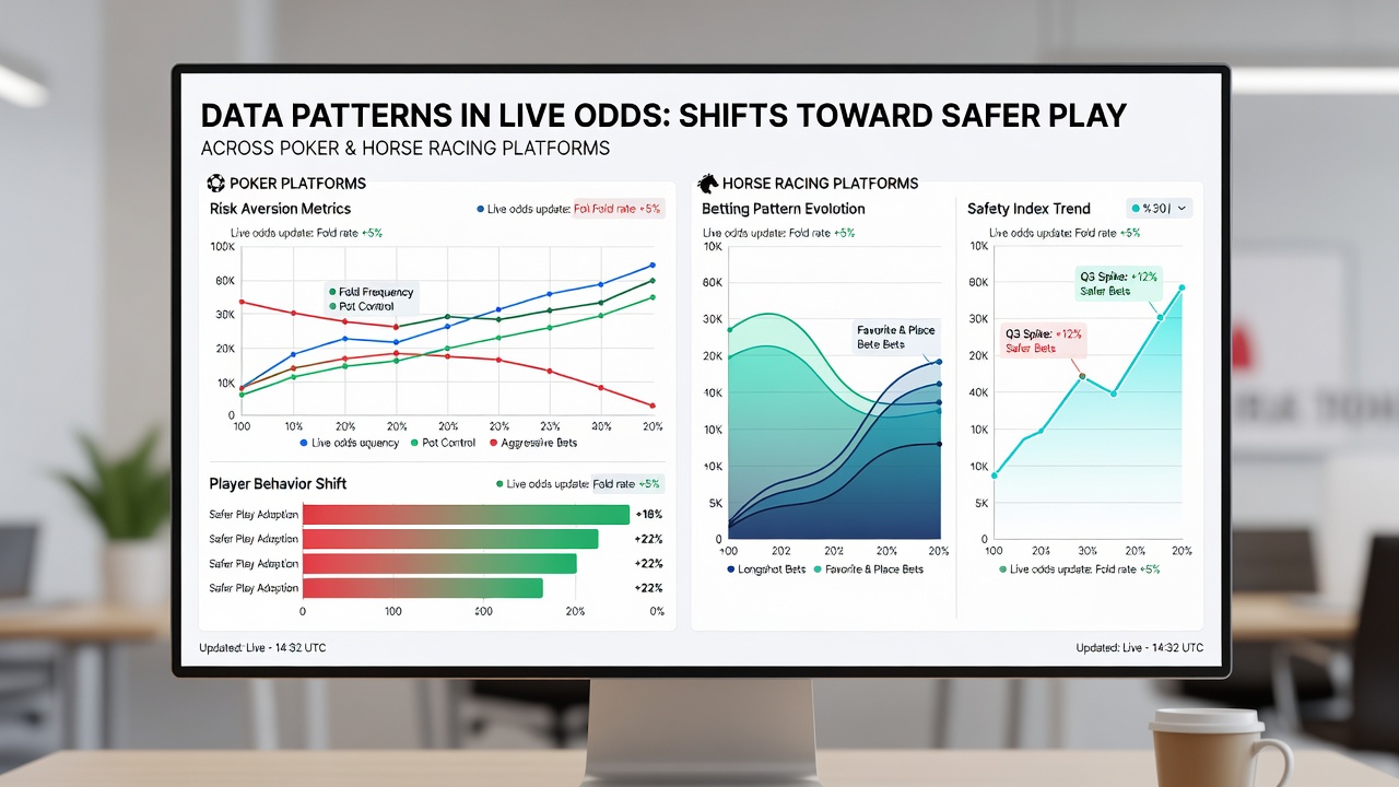 Chart displaying odds stabilization trends in live betting environments for poker and thoroughbred racing